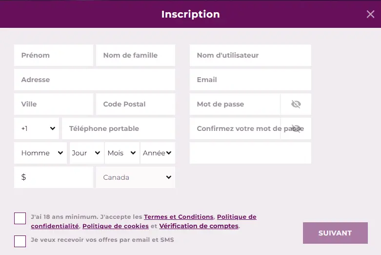 Processus d’inscription au Magical spin